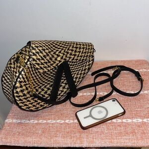 NWT Chic Black and Tan Woven Crossbody Bag